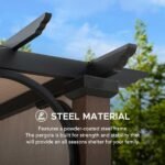 Sunjoy 11 x 11 ft Metal Pergola with Adjustable Tan Garden Shade - Image 3