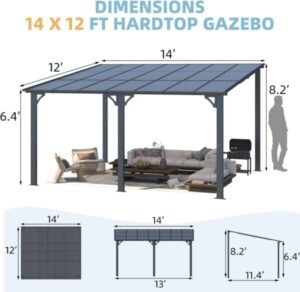 Aecojoy 14×12 ft Aluminum Pergola with Canopy - Image 5