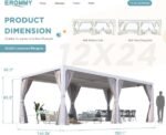 EROMMY 12’x24′ Outdoor Louvered Pergola Gazebo - Image 2
