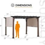 Sunjoy 11 x 11 ft Metal Pergola with Adjustable Tan Garden Shade - Image 5