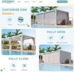 Erommy Outdoor Louvered Pergola Gazebo with Adjustable Aluminum Rainproof Roof - Image 5