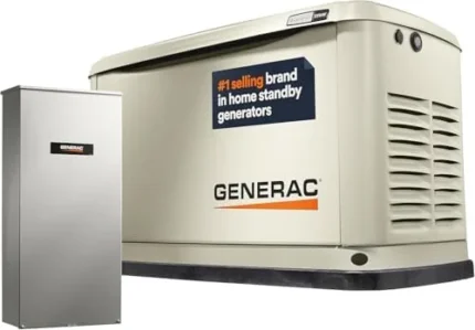 Generac Guardian 22kW Home Standby Generator with 200 Amp Transfer Switch, Durable All Aluminum, WiFi Enabled with G-Force Engine, Easy to Use, Whole House Power Backup, Smart Outage Solution – Bisque
