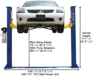 ATLAS Automotive Equipment 9OHSC-SS 2-Post Vehicle Overhead Lift, 11’9” Minimum Ceiling Height, 9,000lb Capacity, Clear Floor, 11’10” Height, 3-Stage Front and 2-Stage Rear Arms, for DIY/Hobbyists - Image 5