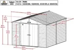 Arrow Select 10′ x 12′ Outdoor Lockable Steel Storage Shed Building, Charcoal