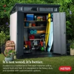 Keter Outdoor Storage Shed, for House, Patio & Yard, Plastic Resin, Artisan, 7×7 Ft, Gray - Image 6