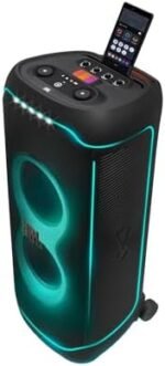JBL Partybox Ultimate – Multi Purpose Party Speaker, with Wi-fi & Bluetooth Connectivity, Wireless, Lightshow, IPx4 Slashproof, Dual Mic & Guitar Inputs, Handle & Sturdy Wheels, Black - Image 5